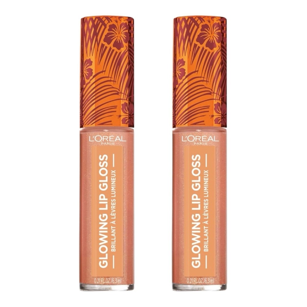L'Oreal Glowing Lip Gloss Shell We Dance 04 Shimmer Nude 2 Pack